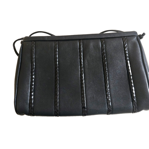 Vintage Anne Klein for Calderon Black Leather Crossbody Bag - Picture 7 of 11